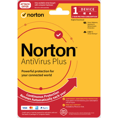 NORTON ANTIVIRUS PLUS 2GB AU 1 USER 1 DEVICE 12 MONTH DIGITAL KEY - 21433676