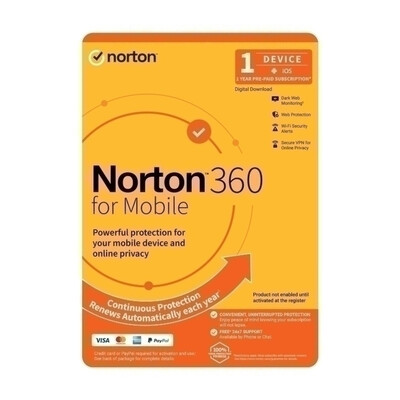 Norton 360 for Mobile - 1 User 1 Device 1 Year Sub - ESD Version - 21442359