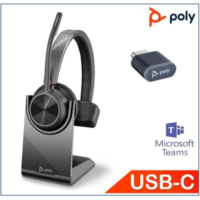 Poly Voyager 4310 UC, 77Y95AA USB-C, Teams certified, Monaural, Noise canceling boom, Acoustice Fence, SoundGuard