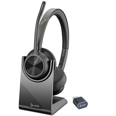 Poly Voyager 4320 V4320 UC USB-C Stereo Wireless Headset with Charging Stand 218479-01 - 77Z31AA