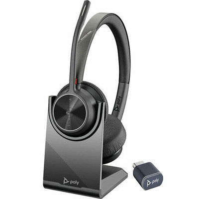 Poly Voyager 4320 UC MS USB-C Binaural Wireless Headset with Charging Stand 218479-02