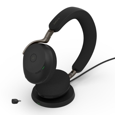 Jabra Evolve3 75 MS Teams Stereo USB-C Bluetooth Headset with Charging Pad - Black