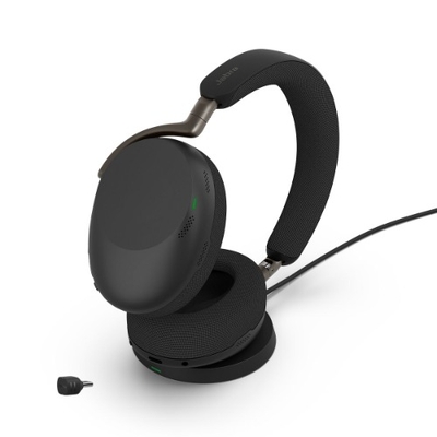 Jabra Evolve3 85 UC Stereo USB-C Bluetooth Headset with Charging Pad - Black