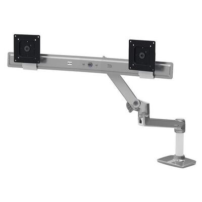 Ergotron LX Desk Dual Direct Arm Polished Silver for Dual 25"