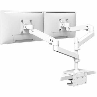 Ergotron LX Pro Dual Stacking Monitor Arm - White, Desk Clamp
