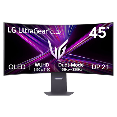 LG 45GX950A-B UltraGear 44.5" 5K2K WFHD 330Hz/WUHD 165Hz Dual Mode 0.03ms HDR400 Curved OLED Gaming Monitor