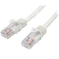StarTech 10m White Cat5e Ethernet Patch Cable, Snagless - 45PAT10MWH