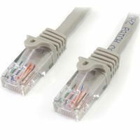 StarTech 15m Cat5e Snagless RJ45 UTP Patch Cable (M/M), Grey - 45PAT15MGR