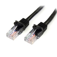 StarTech 0.5m Black Cat5e Ethernet Patch Cable, Snagless - 45PAT50CMBK