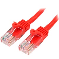 StarTech 0.5m Red Cat5e Ethernet Patch Cable, Snagless - 45PAT50CMRD