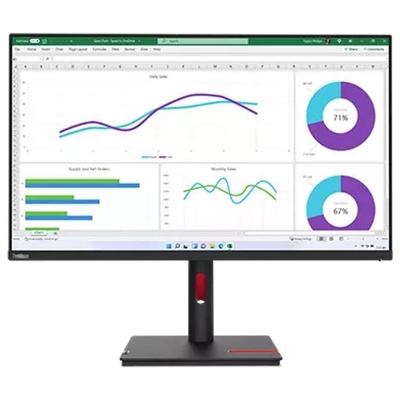 LENOVO ThinkVision T32H-30 31.5'/32' 60Hz QHD Monitor 2K 2560x1440 16:9 4ms IPS Height Adjustable Tilt Pivot Swivel HDMI DP USB-C RJ45 90W PD VESA