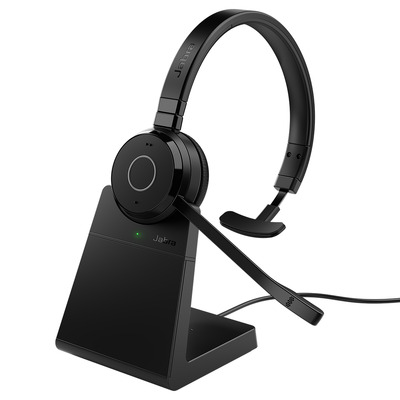 Jabra Evolve 65 TE UC Mono Wireless Bluetooth Headset w/ Charge Stand - 6693-833-499