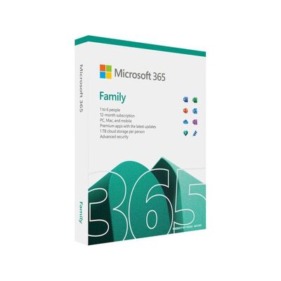 Microsoft 365 2021 Family 1 Year Licence - Medialess Retail