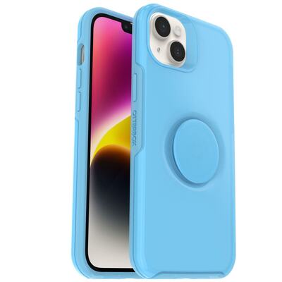 OtterBox Apple iPhone 14 Plus Otter + Pop Symmetry Series Antimicrobial Case - You Cyan This? (Blue) (77-88783)