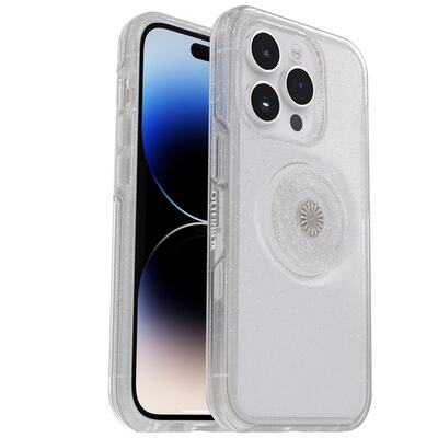 OtterBox Apple iPhone 14 Pro Otter + Pop Symmetry Series Clear Antimicrobial Case - Stardust Pop (Clear Glitter) (77-88807)