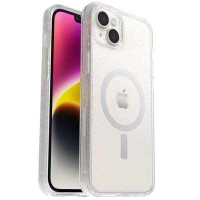 OtterBox Apple iPhone 14 Plus Symmetry Series+ Clear Antimicrobial Case for MagSafe - Stardust (Clear Glitter) (77-89192)