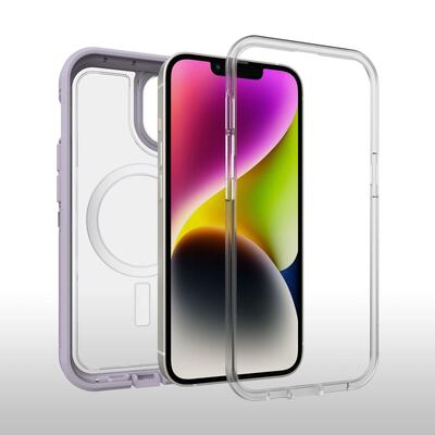 OtterBox Apple iPhone 14 / iPhone 13 Defender Series XT Clear Case with MagSafe - Lavender Sky(Purple) (77-90063)