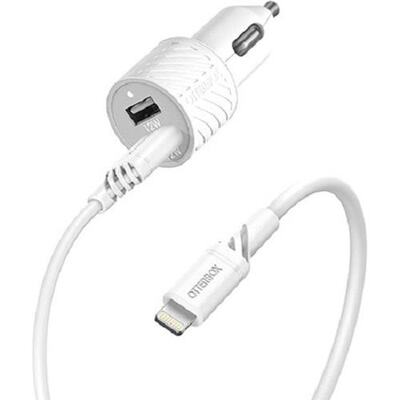 OtterBox Dual Port (24W) Car Charger with Lightning to USB-A Cable (1M)  - White (78-52698)