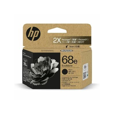 HP 7FP22TA, 68E EVOMORE BLACK ORIGINAL INK CART 320 PAGE YIELD FOR ENVY 6120 6130 6520 6530