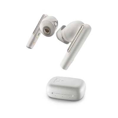 Poly MS Voyager Free 60 True Wireless Earbuds | White Sand | BT700 USB-A Dongle + Basic Charge Case