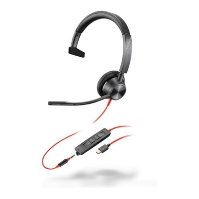 Poly UC Blackwire 3315 Mono Corded Headset | USB-C + 3.5mm (USB-A Adaptor)