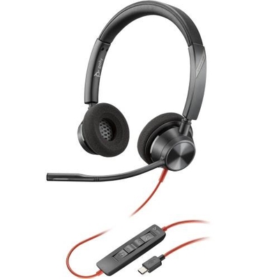 Poly UC Blackwire 3320 Stereo Corded Headset | USB-C (USB-A Adaptor)