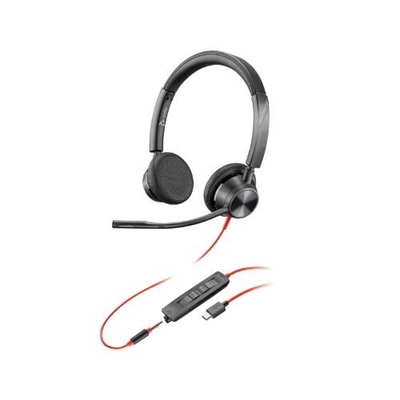 Poly UC Blackwire 3325 Stereo Corded Headset | USB-C + 3.5mm (USB-A Adaptor)