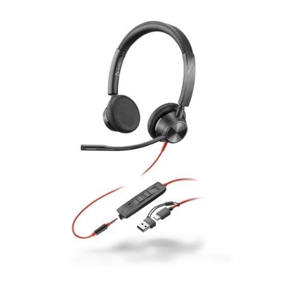 Poly MS Blackwire 3325 Stereo Corded Headset | USB-C + 3.5mm (USB-A Adaptor)