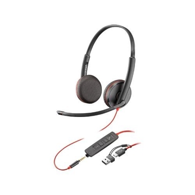 Poly UC Blackwire 3225 Stereo Corded Headset | USB-C + 3.5mm (USB-C/A Adaptor)