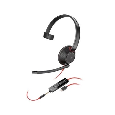 Poly UC Blackwire 5210 Mono Corded Headset | USB-C + 3.5mm (USB-A Adaptor)