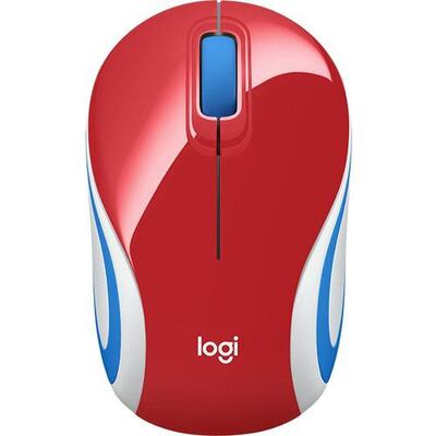 Logitech M187 Mouse - Radio Frequency - USB - Optical - 3 Button(s) - Bright Red - Wireless