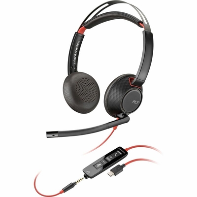 Poly UC Blackwire 5220 Stereo Corded Headset | USB-C + 3.5mm (USB-C/A Adaptor)