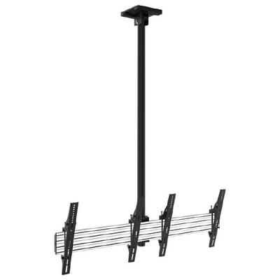 Atdec 2x1 ceiling menu board mount (1.25m rail, 1.5m pole), tilting angle. Max load per display: 25kg - ADBS-2X1-12TC