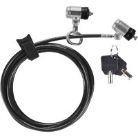 Targus DEFCON® Dual T-Lock Keyed Cable Lock with 1.8M Steel Cable/Theft Prevention/ Lock Slot - Dark Grey