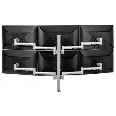 Atdec Six Monitor Arm 750mm Post Desk Mount. Max load: 0-9kg per arm (12kg middle arm) - Silver - AWMS-6-13717-S