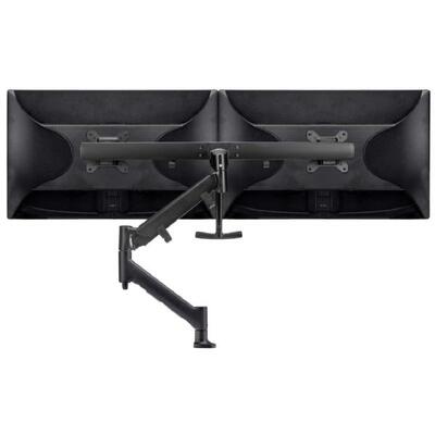 Atdec AWM Single Arm - Dual Rail - up to 2x 27" wide screens - &lt;16kg - Grommet Clamp - Black - AWMS-RHXB-GC-B
