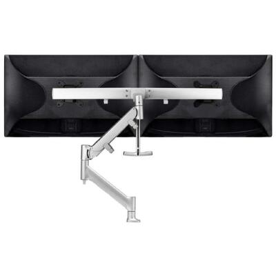 Atdec AWM Single Arm - Dual Rail - up to 2x 27" wide screens - &lt;16kg - Grommet Clamp - Silver - AWMS-RHXB-GC-S