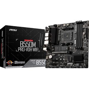 MSI B550M PRO-VDH Motherboard;  WIFI AM4 MATX 4xDDR4 3xPCIE 2xM.2 HDMI VGA DP RAID LAN 4xSATAIII 5xUSB3.2 6xUSB2.0