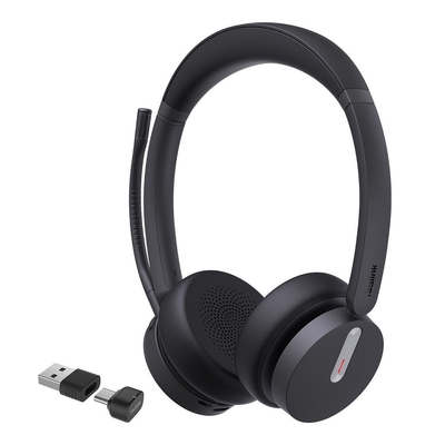 Yealink (BH70 Dual Teams USB-C/A) Microsoft Certified Teams Bluetooth Wireless Headset, Dual, 3-Mic Beamforming Noise Cancellation, USB-C/A, Dongle & 