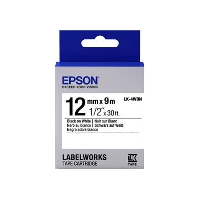 Epson TAPE STANDARD 12MM BLACK WHITE 9 METRES FOR LABELWORKS LW-300 LW-400