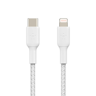 Belkin BOOSTCHARGE USB-C to Lightning Braided Cable - For Apple devices - White