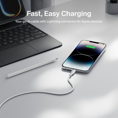 Belkin CAA019FQ1MWH Boostcharge Lightning to USB-A Cable (1M) - White 