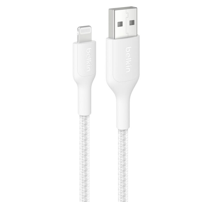 Belkin CAA020FQ1MWH BoostCharge Pro Braided Lightning to USB-A Cable (1M) - White