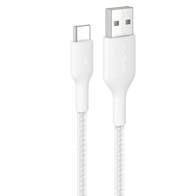 Belkin CAB022fq2MWH BoostCharge Pro Braided USB-C to USB-A Cable (2M) - White 