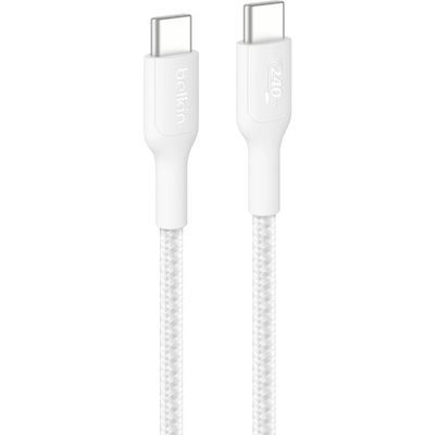 Belkin CAB025fq3MWH BoostCharge Pro Braided USB-C to USB-C Cable (3M) - White,240W 2.0