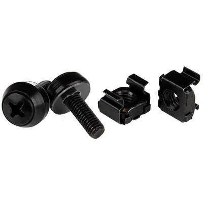 StarTech 50pc 10-32 Server Rack Cage Nuts and Screws w/Washers, Black - CABSCREW1032
