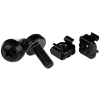 StarTech M6 x 12mm, Screws and Cage Nuts, 100 Pack, Black - CABSCREWM62B