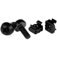 StarTech M6 x 12mm, Screws and Cage Nuts, 50 Pack, Black - CABSCREWM6B