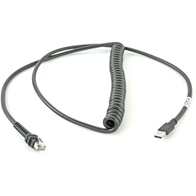 Zebra CABLE - SHIELDED USB: SERIES A 12' COILED BC1.2 (HIGH CURRENT) -30C - CBA-UF6-C12ZAR