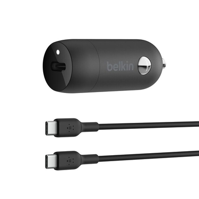Belkin CCA004bt1MBK-B6 BoostCharge 30W USB-C Car Charger + USB-C to USB-C Cable - Black